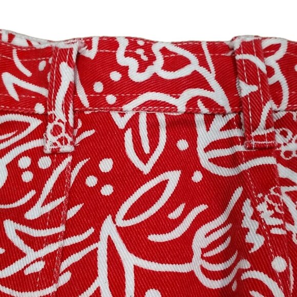 Vintage Women's 4p Petite Red Denim Skirt 90s BABY SITTERS Club Style Belt Loops - Picture 4 of 5